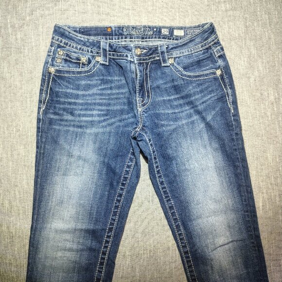 Miss Me Jeans Women's SIze 29 Blue Faded Signature Skinny Flap Western P6139S - Picture 2 of 11